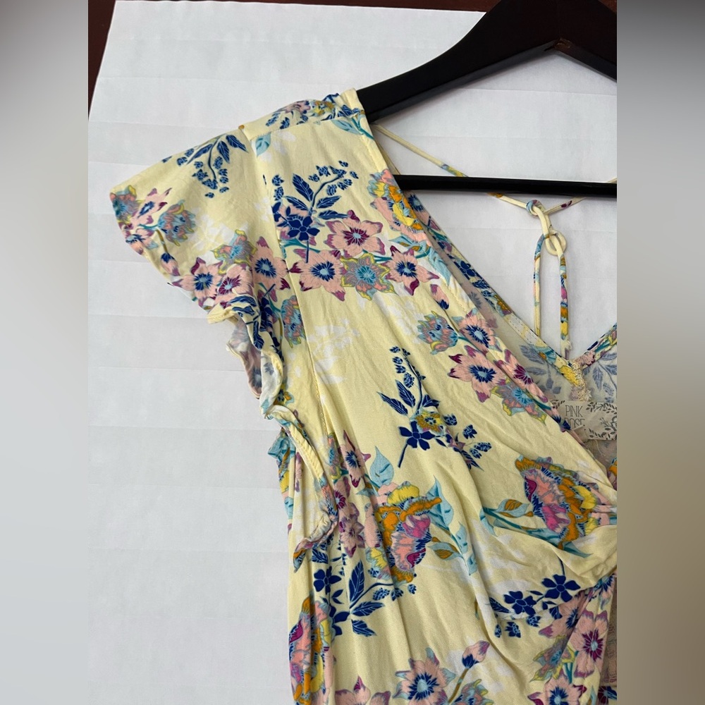 Floral Twist Front Cutout Maxi Dress - Yellow Floral size S - Picture 8 of 10